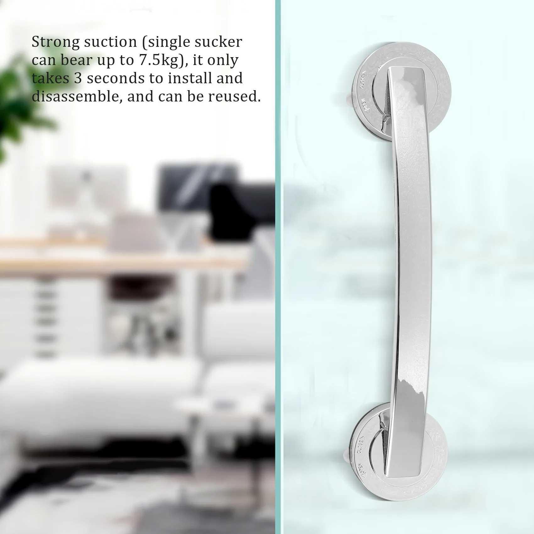 Suction Cup Style Handrail Handle Strong Sucker Installation Hand Grip Handrail for Bedroom Bath Room Bathroom Accessories