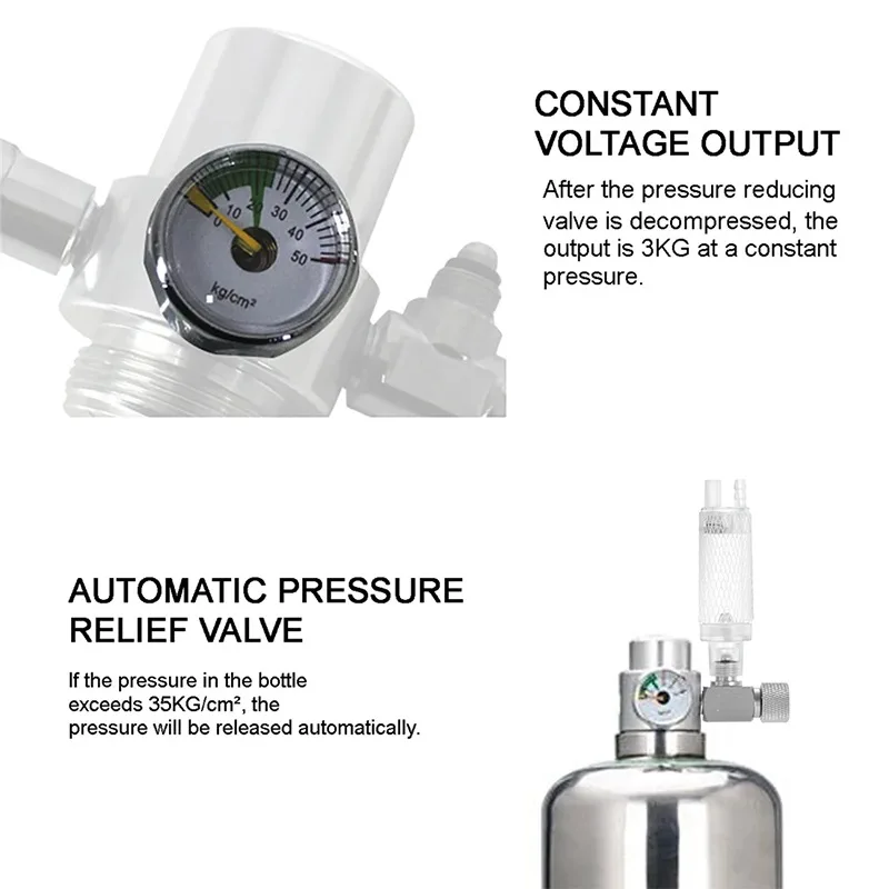 CO2 Generator Kit Aquarium CO2 Generator DIY Carbon Dioxide Reactor Kit Stainless Steel Cylinder Generator System for Aquatic Plant Fish