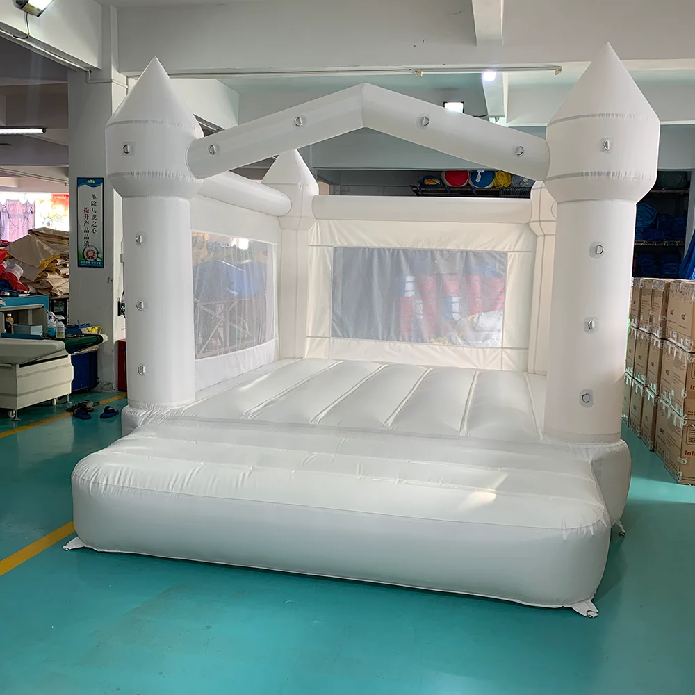 Inflatable Jumping Castle 4*3*2.6M White Bounce House For Kids Bouncy House White For Children With Blower Slide 5-8 Kids 4