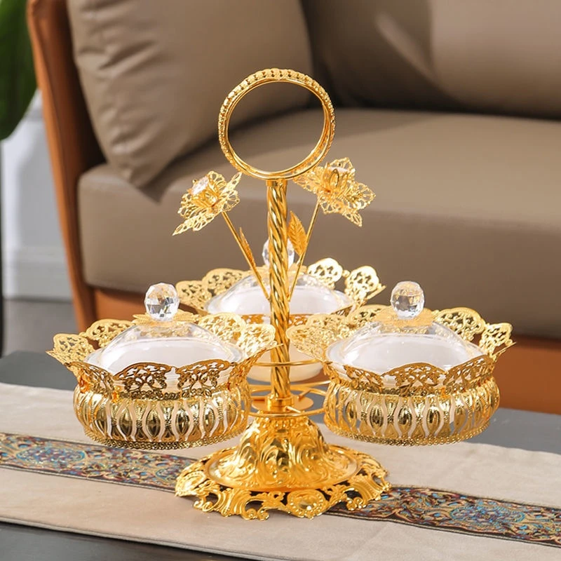 Circular Metal Fruit Bowl Portable Fashion Iron Dried Snacks Platos Snack Platters and Trays Dish Plates plates |