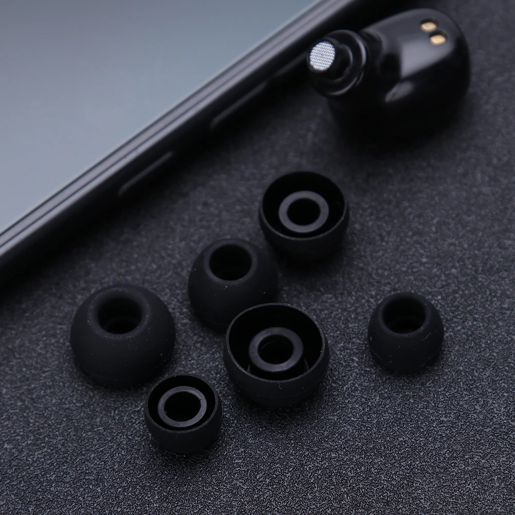 Comfortable Silicone Earphone Earplugs - 3 Pairs (6pcs) Multi-Size Ear Tips Replacement