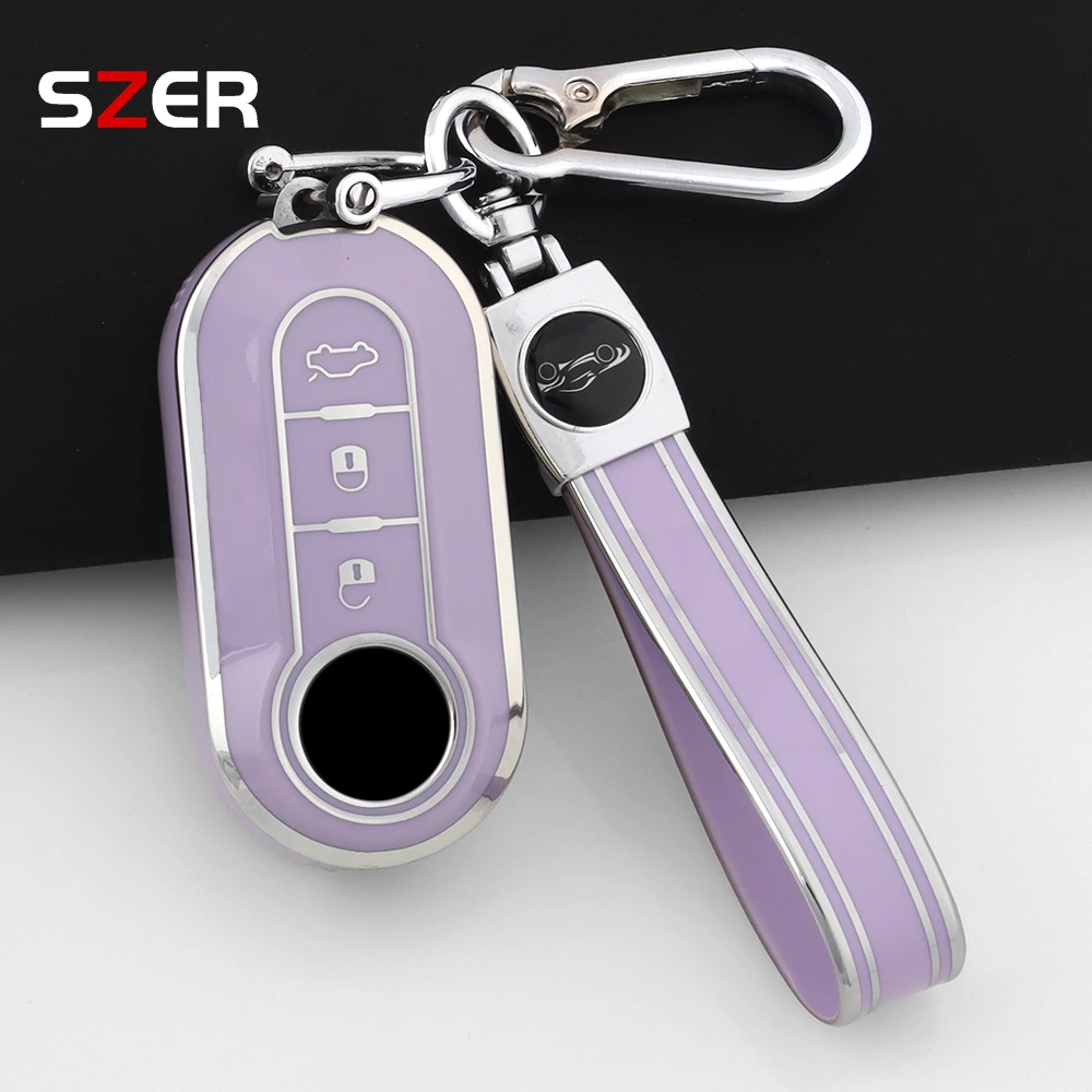 TPU Pink Car Flip Key Case Cover Shell Fob
