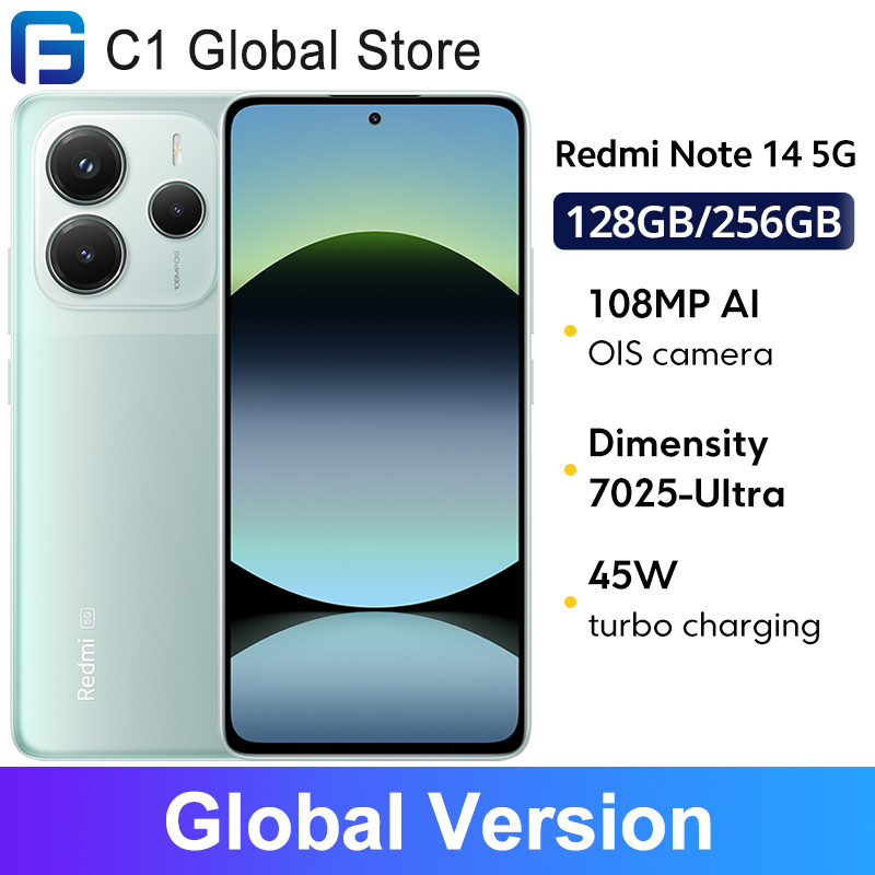 [World Premiere] Xiaomi Redmi Note 14 5G Global Version NFC Smartphone MTK Dimensity 7025-Ultra 108MP Camera 45W Turbo Charging