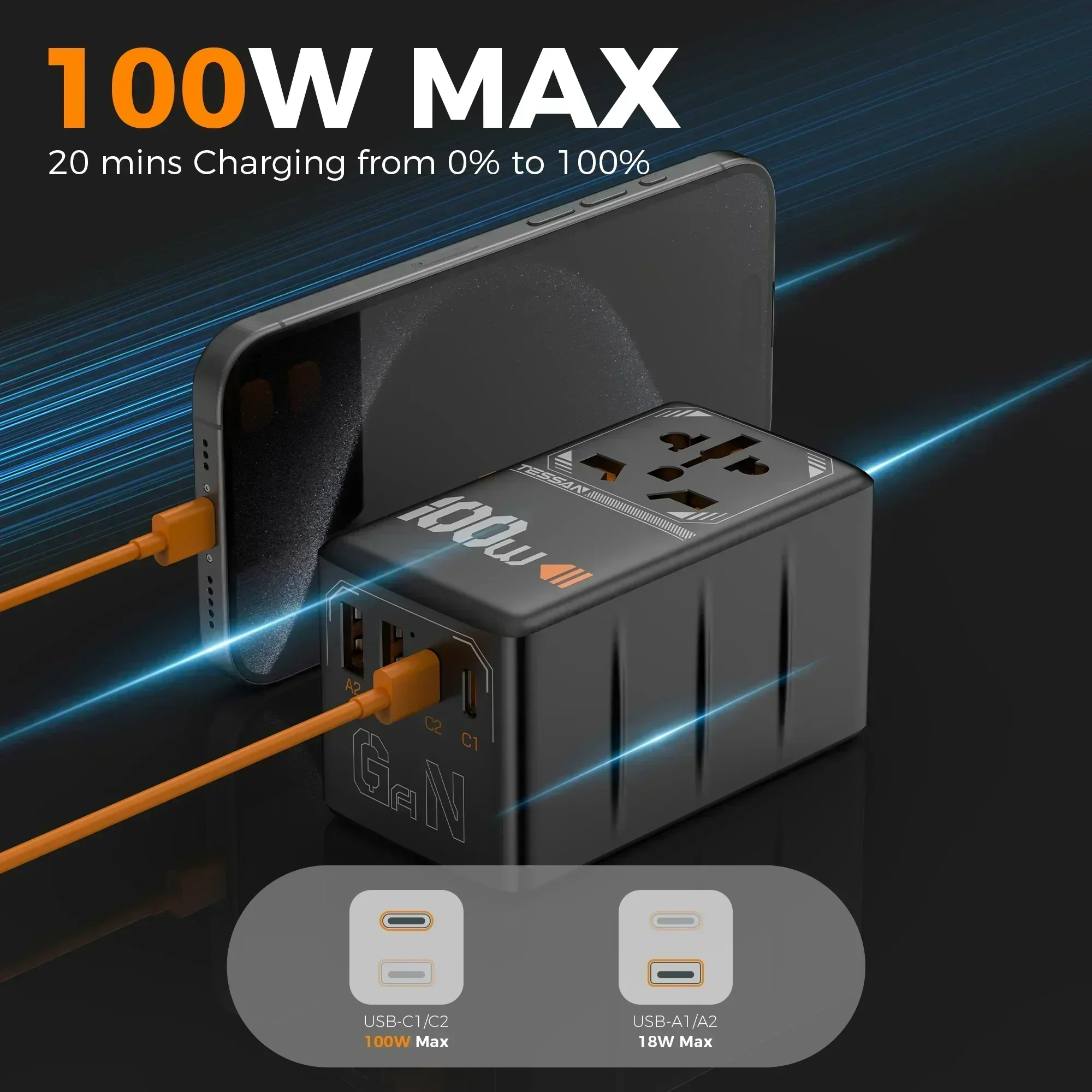 TESSAN 100W Universal Adapte 2