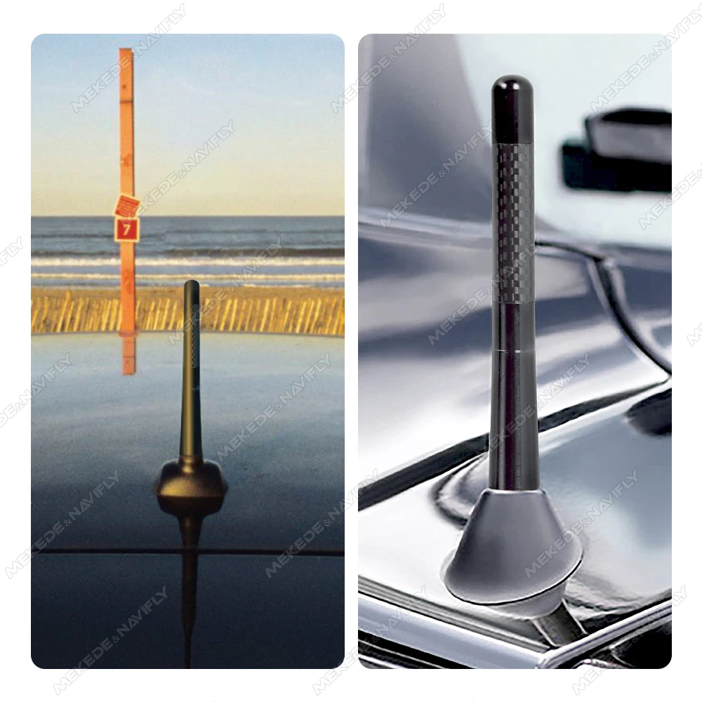 Antenna radio corta per auto MINI fibra nera tetto auto forte antenna radio aerea FM/AM ricevente in metallo accessori universali per auto - immagine 2