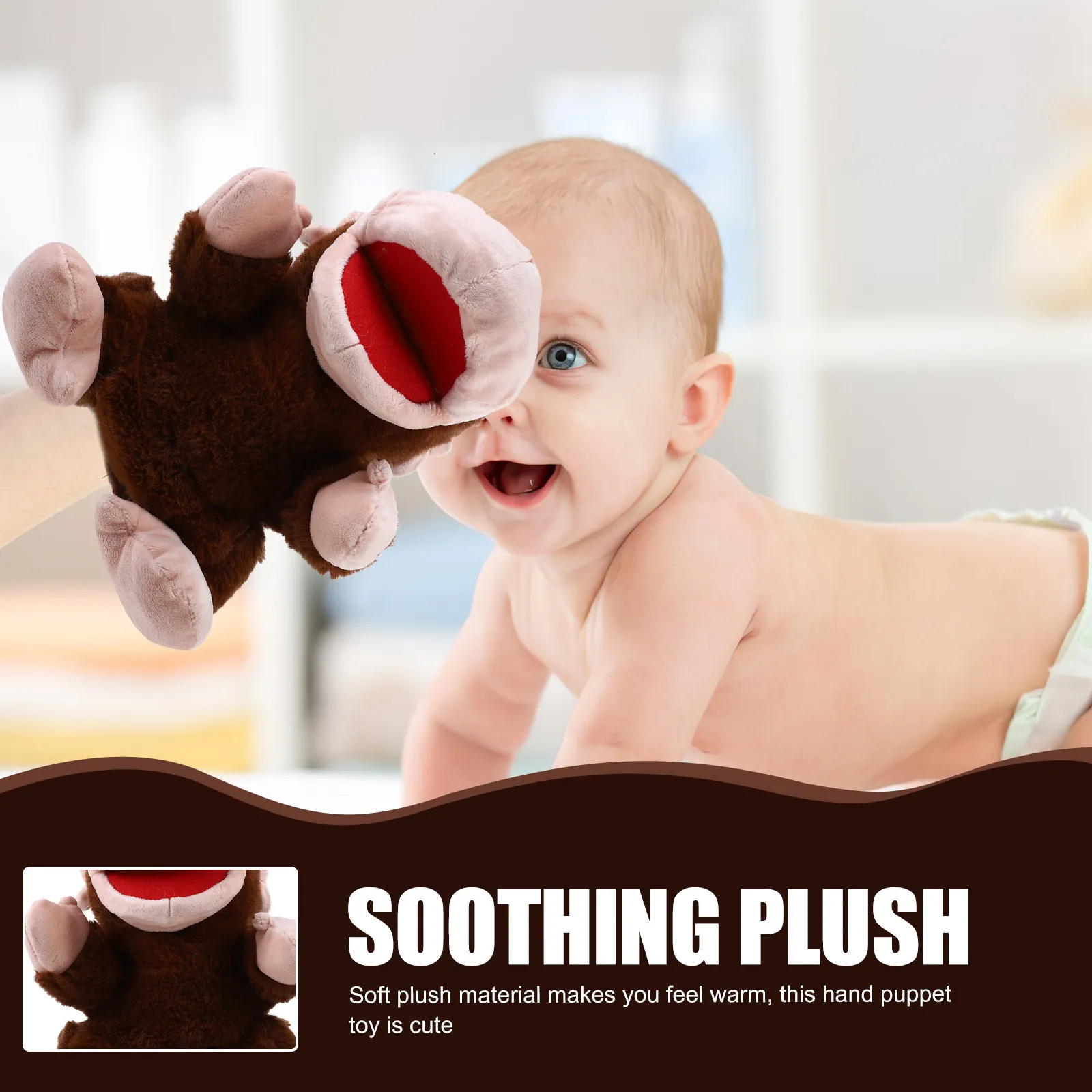 원숭이 손인형 부드러운 촉감의 움직이는 입으로 이야기를 전달하는 역할극 부모-자녀 상호관계 교육용 동물 인형