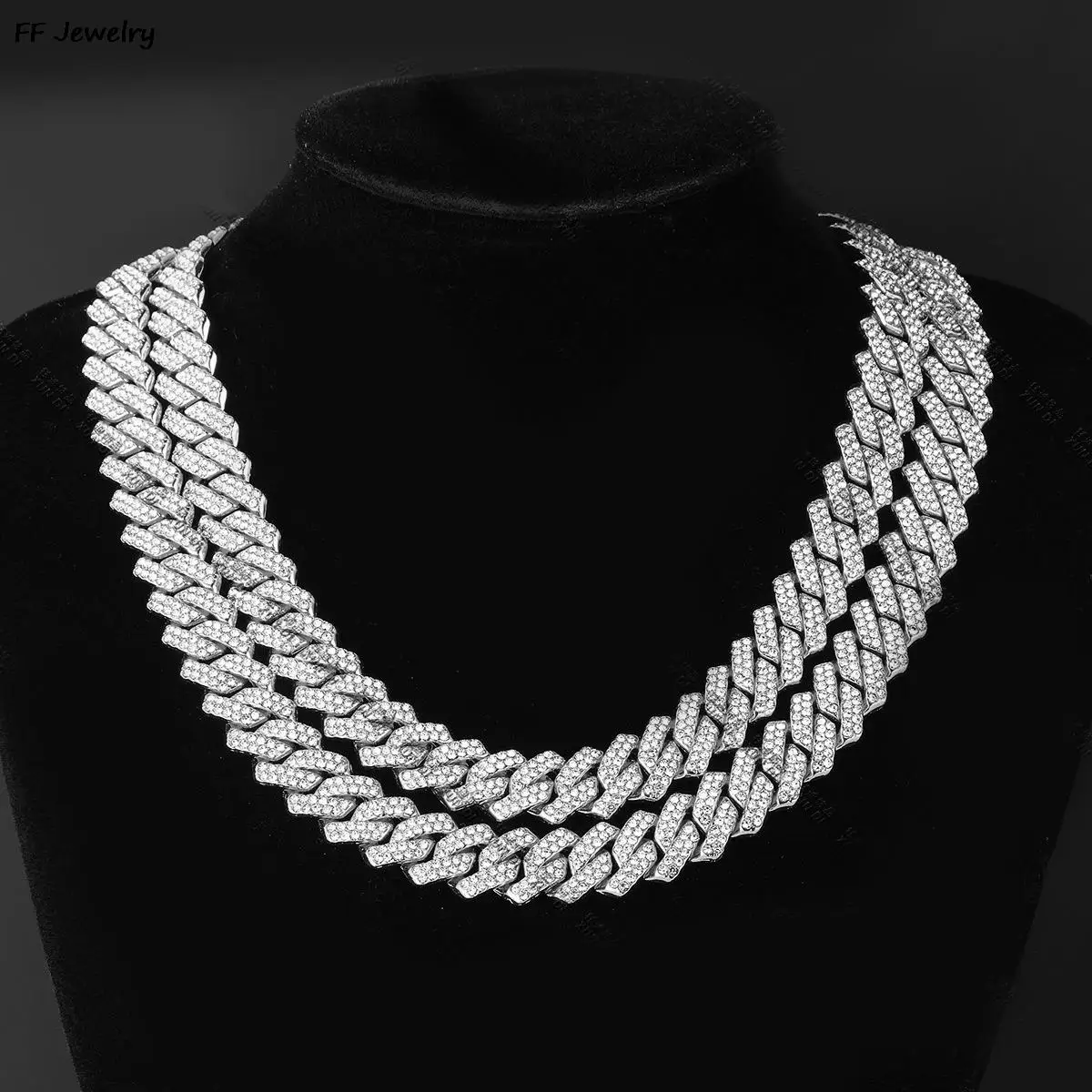 Collar-de-cadena-cubana-con-diamantes-de-imitaci-n-incrustados-para ...