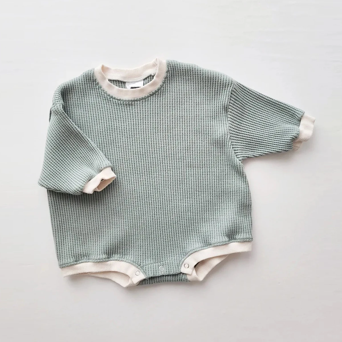 2023 Baby Waffle Sweatshirt Romper Newborn Infant Baby Girls Boys Cotton Oversized Romper Long Sleeve Toddler Clothes Jumpsuits 6