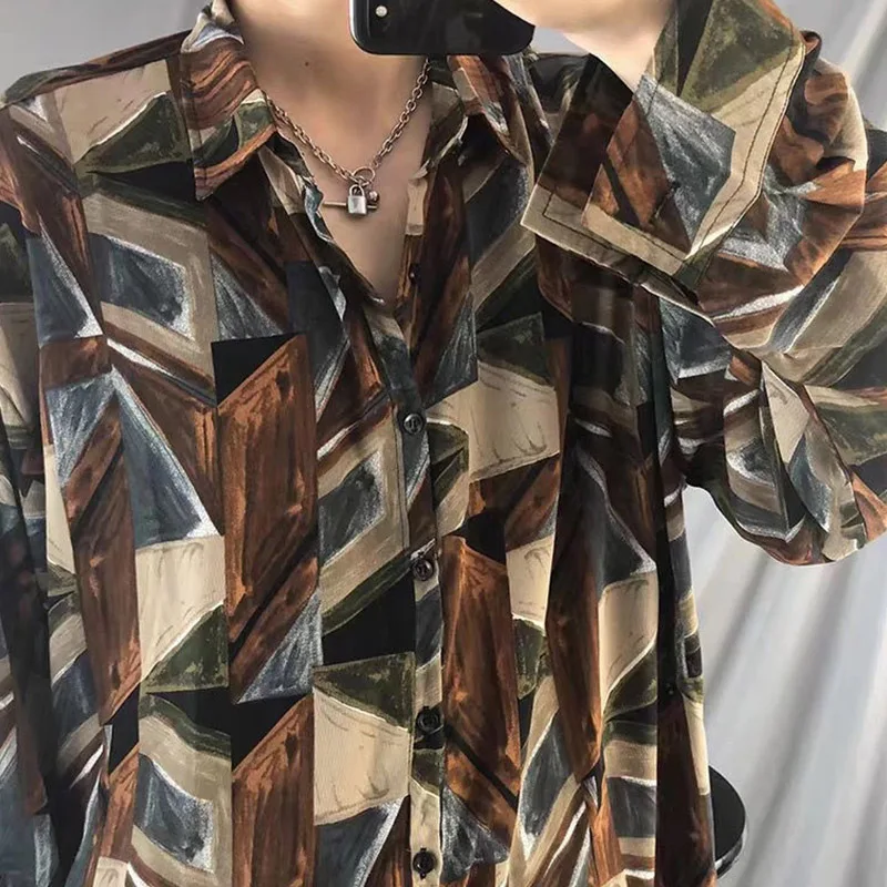 New Cuban Ethnic Style Long Sleeved Printed Shirt For Men And Women Hawaii Beach High-Quality Loose And Lightweight Lapel Shirt