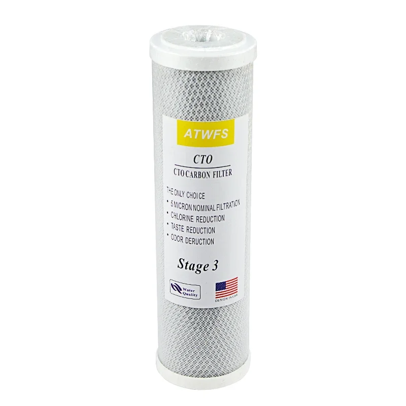 High Capacity Pre-Filter Reverse Osmosis Water Filter System Stage 1, 2&3, pack of 2 sediment and 3 carbon black Filters