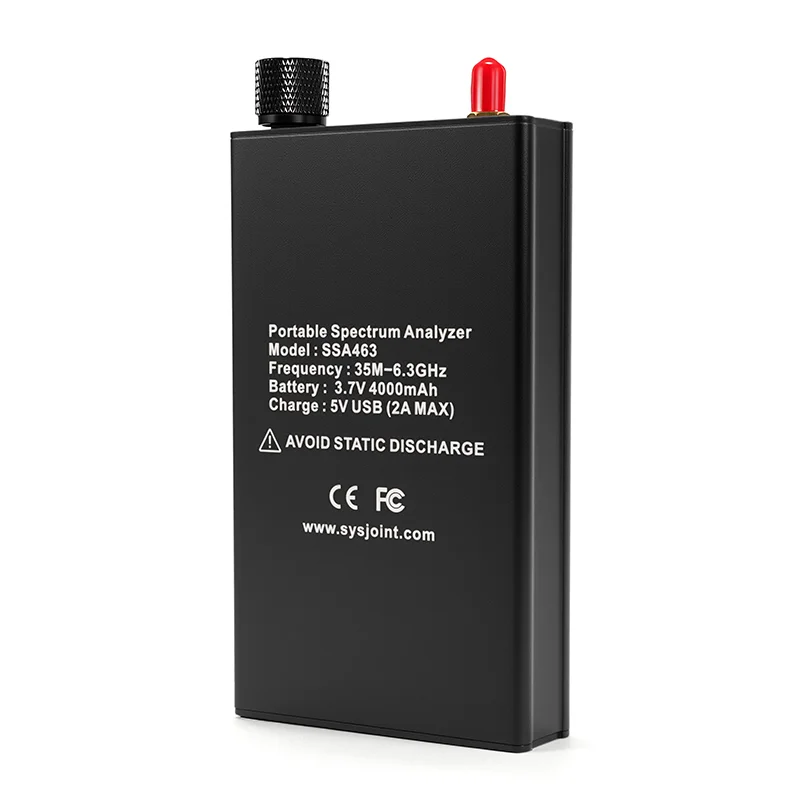 SSA463 휴대용 35MHz-6.3GHz 고정밀 스펙트럼 분석기 2MHz/250kHz/15kHz 전환 가능 RBW, 4.3인치 화면 탑재