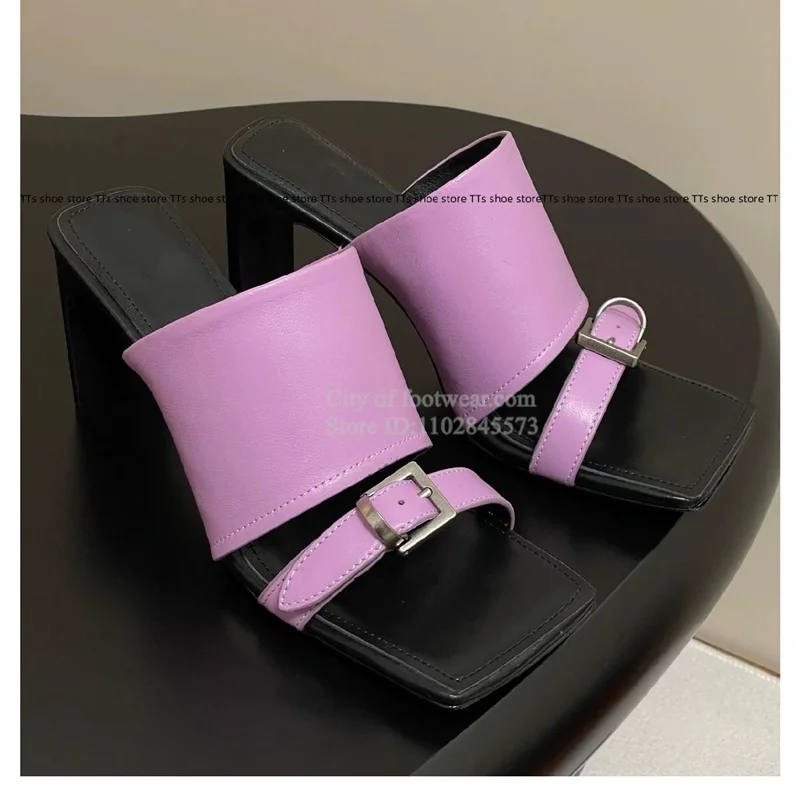 Crystal Square Clamp Toe Women Slippers with Thin Low Heels for Summer Parties