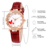 Red Women Watch 5PCS/Set Leather Strap Quartz Wristwatch Red Heart Laser Face Dial Watch Heart Alloy Jewelry Set Gift For Mom 5