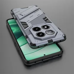 Armor Shockproof TPU Stand Holder Phone Case - Durable Back Cover for Xiaomi Poco X7 (Gray)