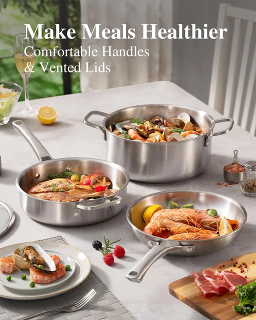 Tri-Ply Stainless Steel Cookware Set – 10 Piece 5