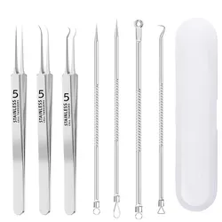 Premium 7-Piece Stainless Steel Acne & Blackhead Removal Tool Set (WHITE)