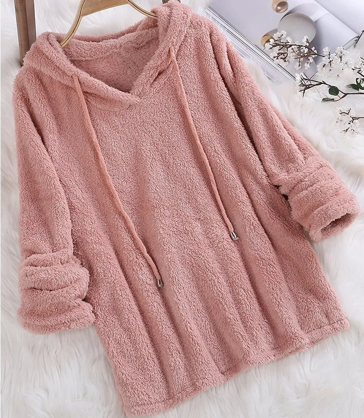 Women's Sweatshirt Pajamas Long-sleeved Hooded Plush Double-sided Fleece