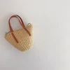 Chic Style Children's Wheat Straw Sunhat Handbag Leather Rope Flat Top Sunscreen Straw Bags Summer Holiday Beach Hat Bags 6