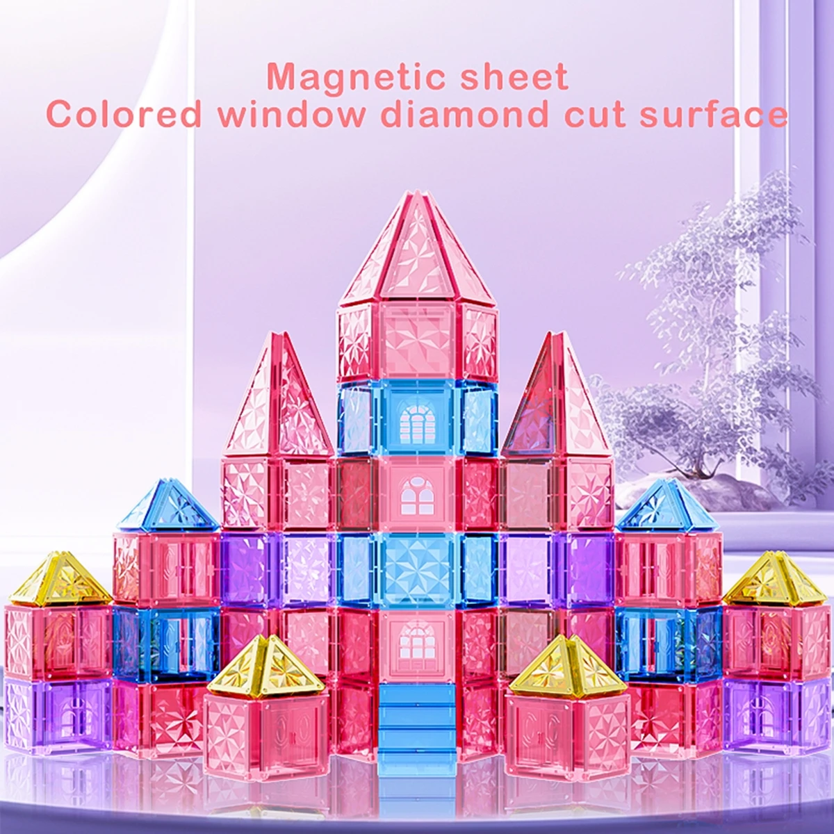 Princess Magnetic Tile Castle 3D Building Block Set-Sensory STEM Educational Building Toddler Kids Toys-Pink Magnetic Buildi