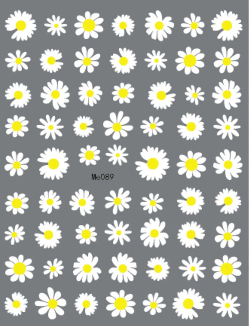 Nail Art Flower Daisy Embossed Stickers Nail Sliders Simple Floral Design Elegant Self Adhesive Nail Art Decals Decoration 2