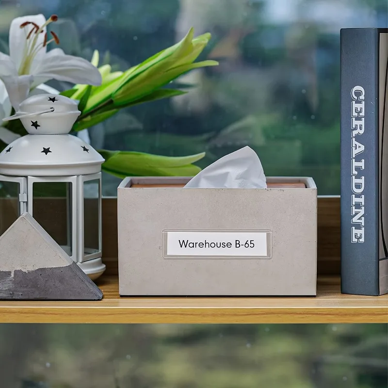 10pcs Organize Your Home with 10pcs Clear Label Holders - Adhesive Shelf Tag Pockets for Bookshelf