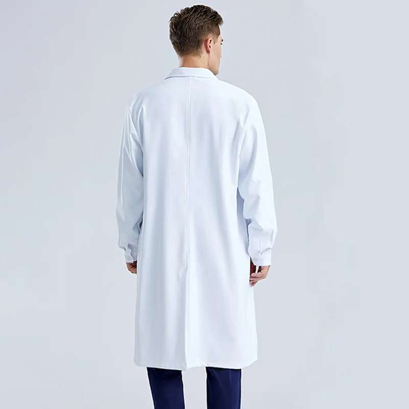Men's Long Sleeve White Lab Coat – Professional Medical Uniform