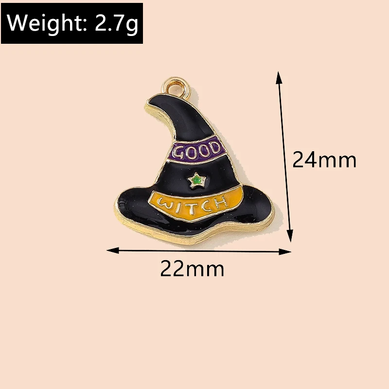 Leslie 10 Stück Halloween-Anhänger, Halloween-Schloss, Katze, Mond, Tasche, Geist für DIY handgefertigte Halskette, Armband, Schmuckherstellung, Zubehör – Detail 13