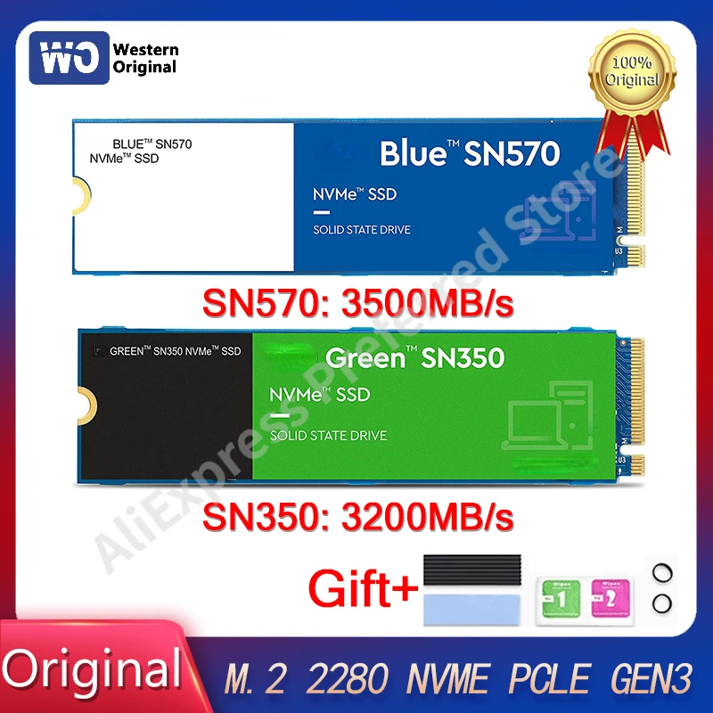 

Western Original PS5 SSD SN570 SN350 1TB 2TB 500GB 250GB internal solid state drive M.2 interface NVMe PCIe3.0*4 m.2 2280