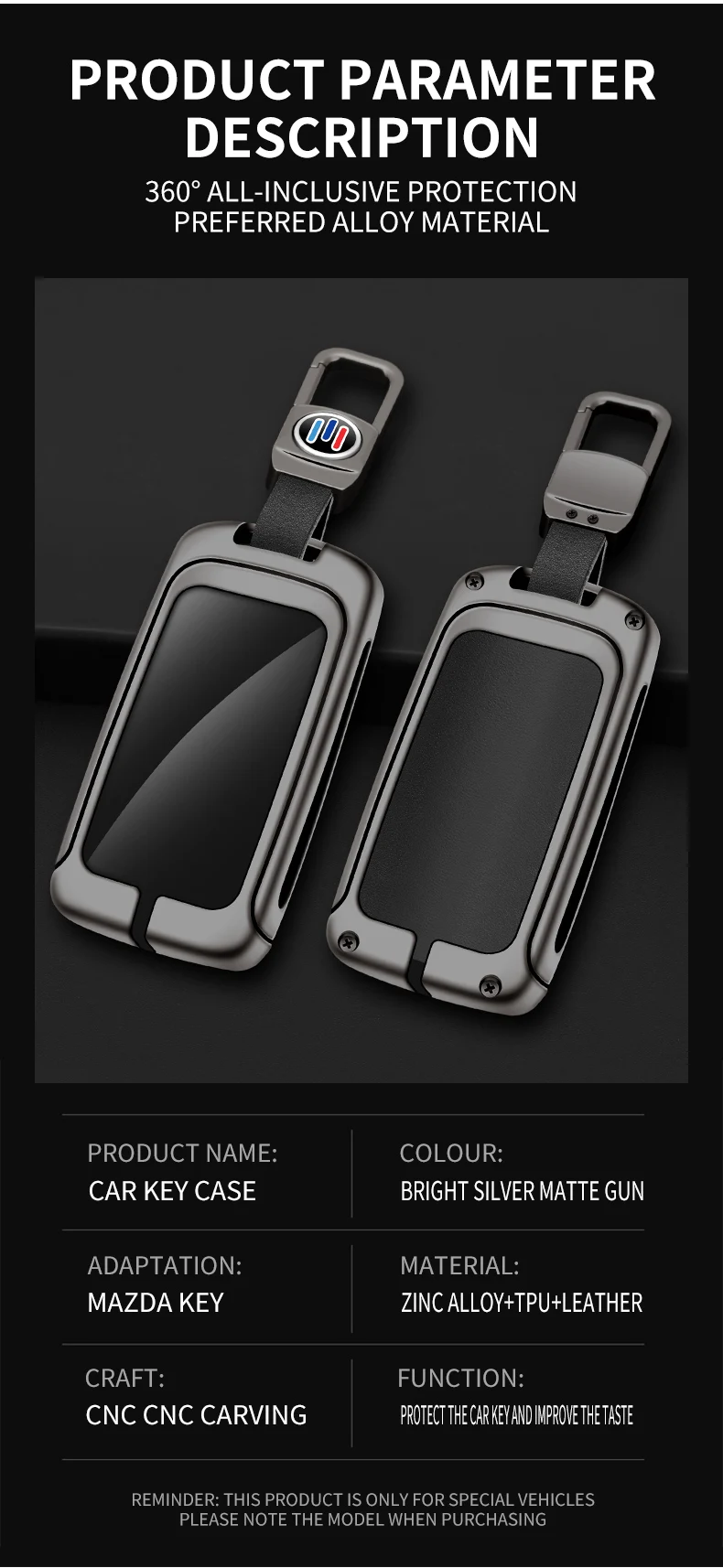 Custodia per chiave a distanza per auto in pelle metallica Shell per Mazda 3 Alexa CX30 CX-30 CX-5 CX5 CX-3 CX3 CX8 CX-8 CX-9 CX9 custodia protettiva Fob Bag - Seaeb9d73379c4c24b7e278e42dfea7114