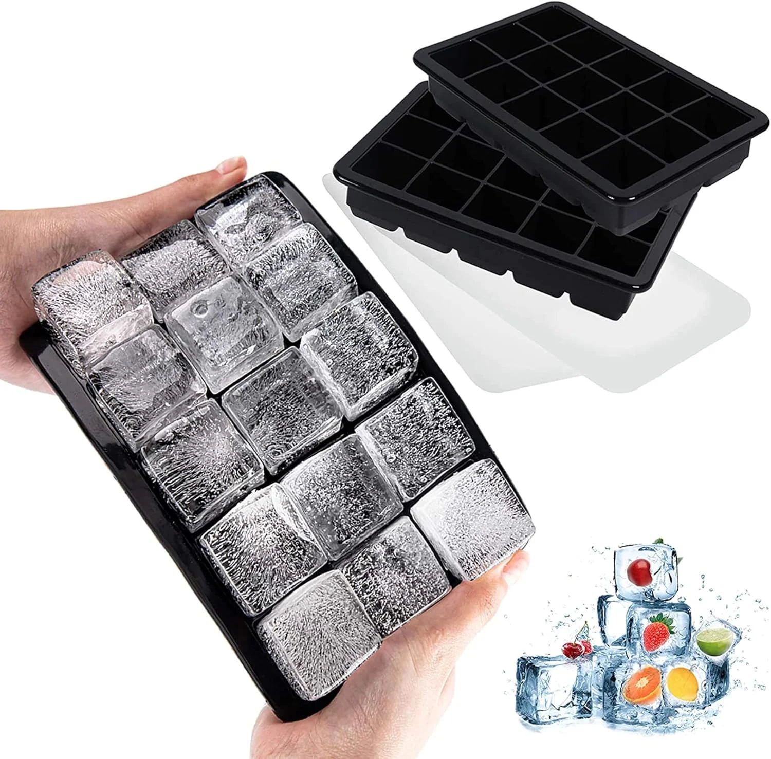 Big Ice Tray Mold Giant Jumbo Large Food Grade Silicone Ice Cube Square Tray Mold DIY Maker Cube