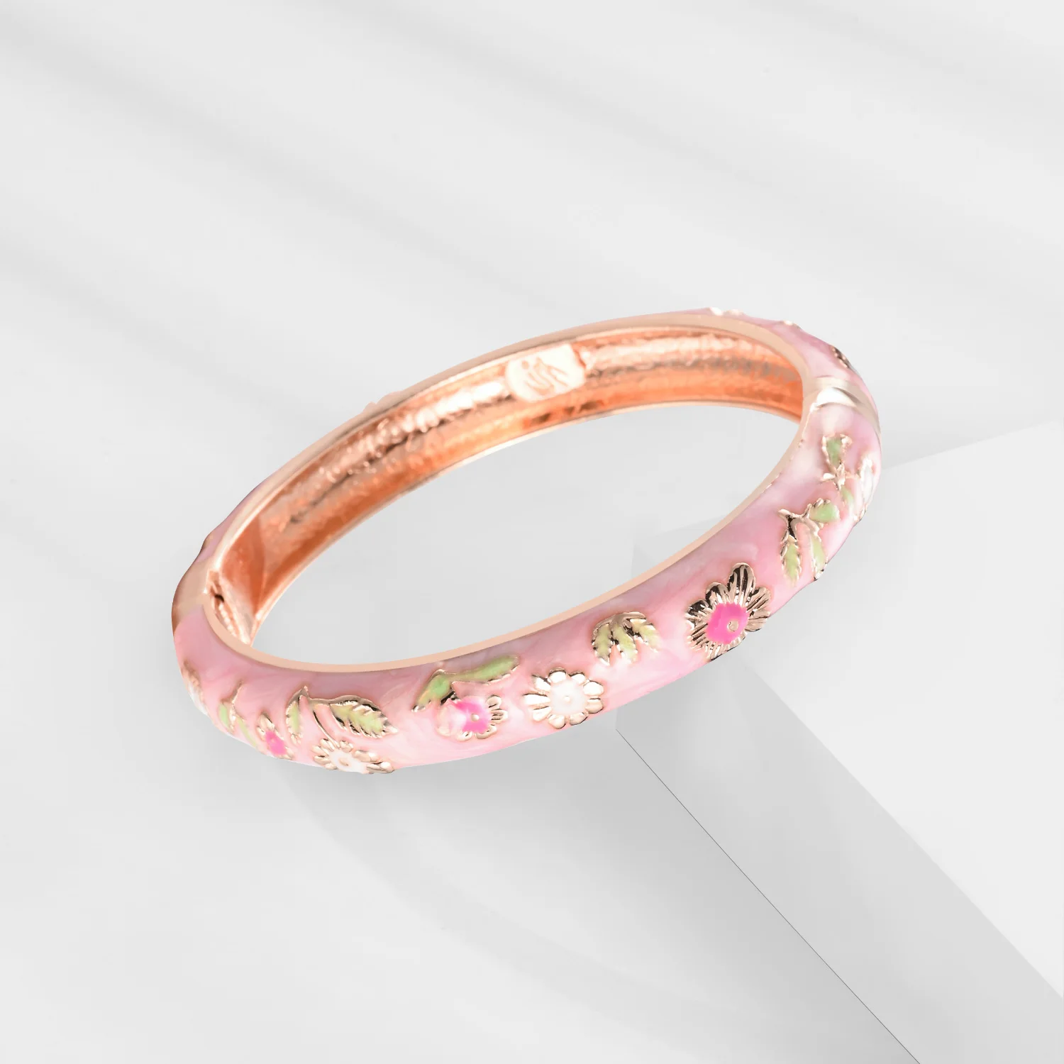 Hollow Bracelets For Women Enamel Bangles Cloisonne Women's Bracelet Pink Bangle On Hand Alloy Jewelry India African Hawaiian - Image 5