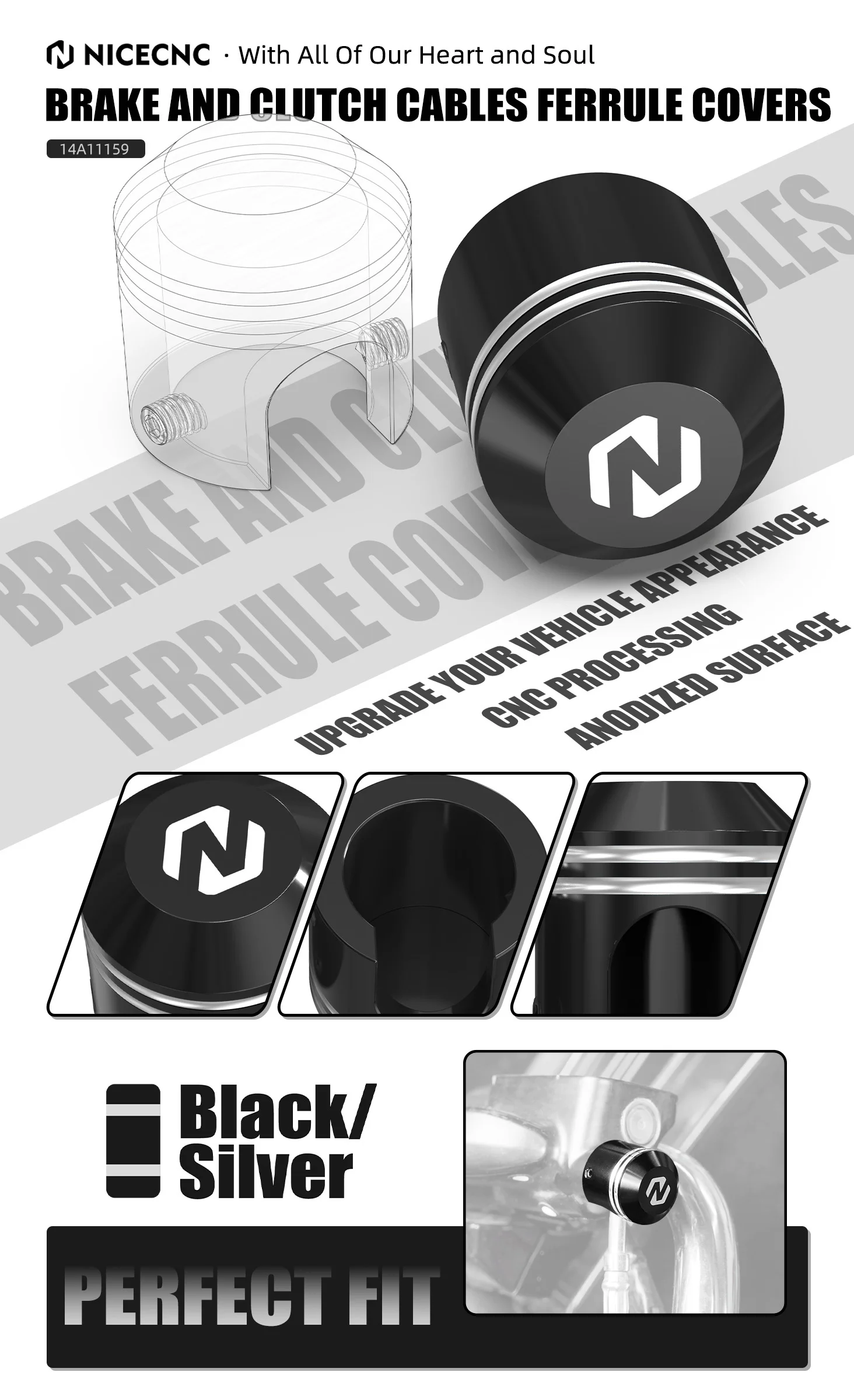 Für Harley Street Glide FLHX /Special FLHXS 2014-2020 Bremskupplungskabel Ferrule Covers Road King FLHR Electra Glide Standard – Detail 1