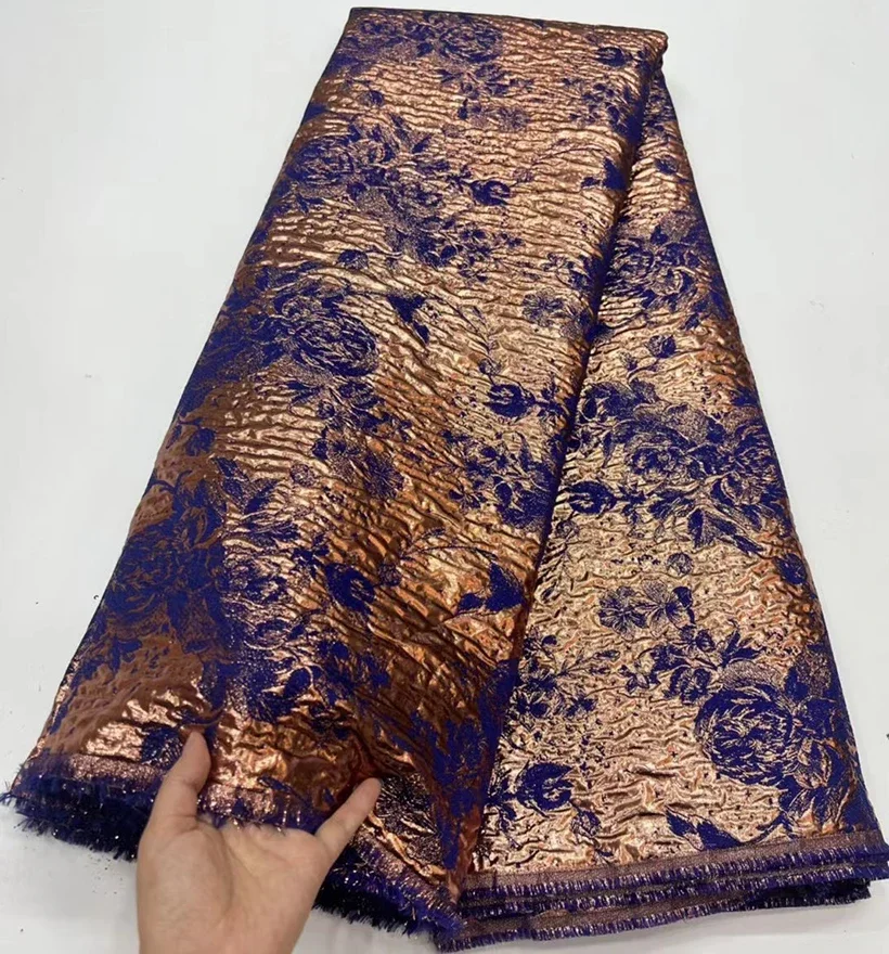 Salouva Brocade Lace Fabric With Embroidery African Brocade Jacquard Lace Fabrics For Wedding Dress Nigerian Tulle lace fabric