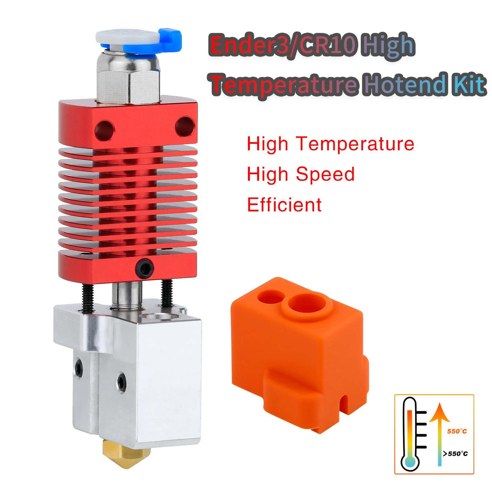 Ender3/CR10 핫엔드 키트 550 ℃   구리 도금 화산 노즐 가열 블록 바이메탈 목구멍 고속 압출기 핫엔드 키트
