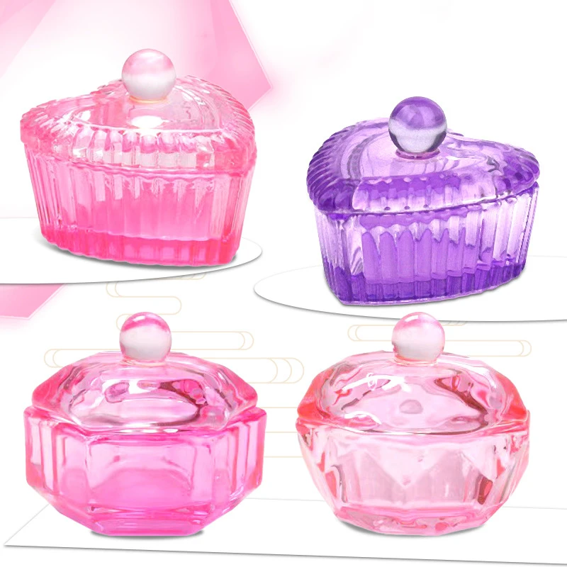 1pc Nail Cup Rainbow Crystal Glass Cup Acrylic Liquid Bowl Holder Wash Nail Pen Dish Dappen With Lid Luxury Manicure Tool manicure tools,nail tools