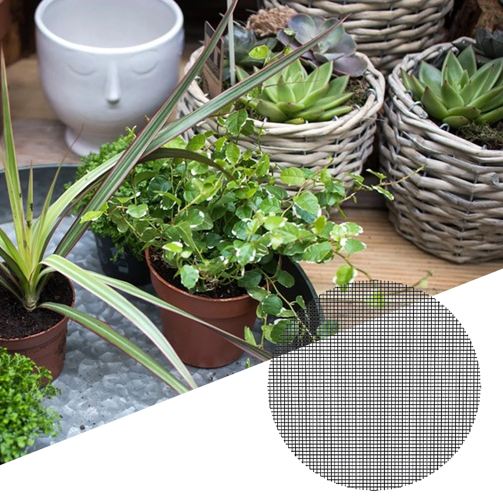 

Bonsai Plant Mesh Pad Round Breathable Grid Mat Flower Pot Bottom Drainage Hole Screen Prevent Soil Loss Garden Practical Tool