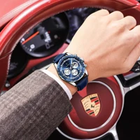 POEDAGAR Original mode hommes horloge lumineux étanche chronographe Date homme montre-bracelet en cuir Quartz Sport hommes montres Reloj 6