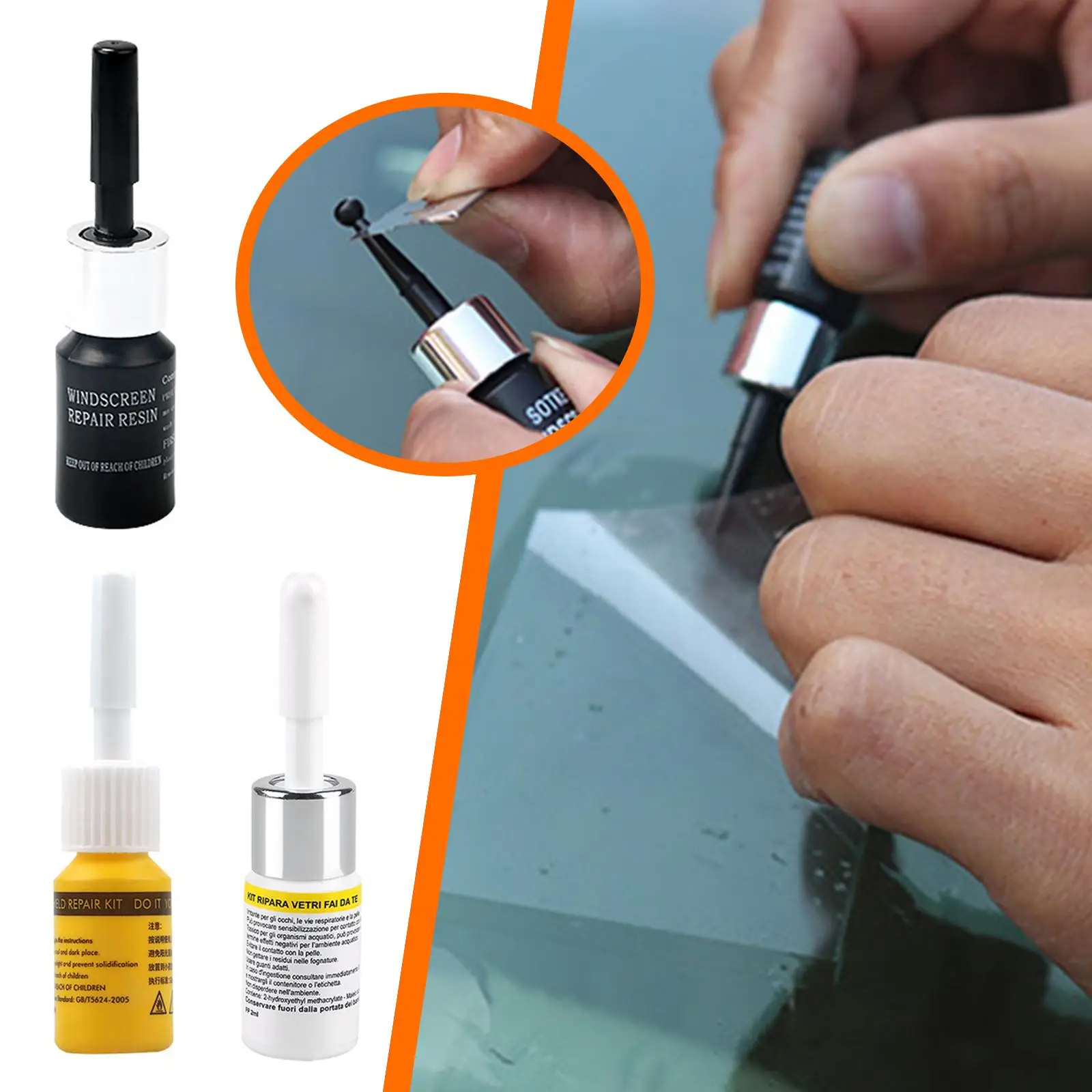 Windshield Repair Liquid with Nano Ceramic Adhesive for Car Glass Crack Fix