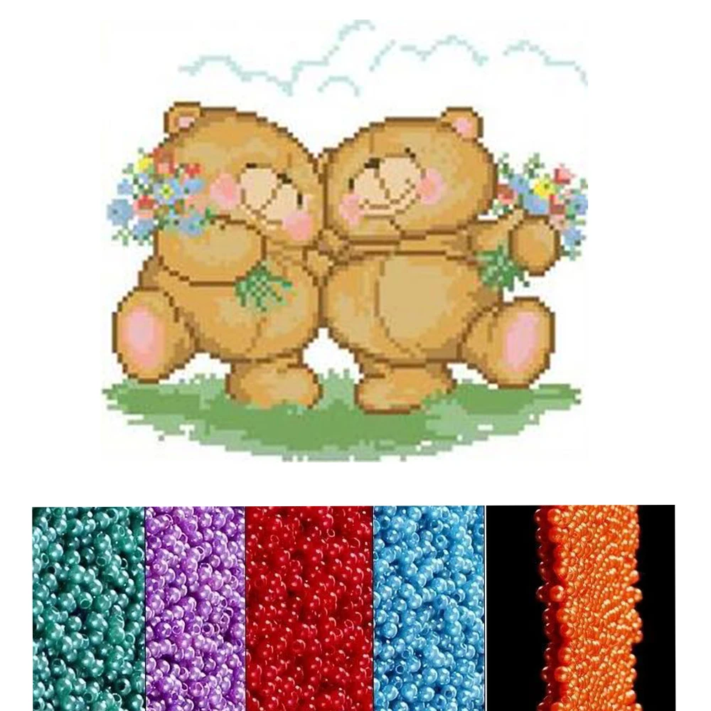 Embroidery Kits Diy Bead Embroidery Kits Beadwork Circuits Crafts Pearl Embroidery Beads Printed Cotton Canvas Stitch Girl Cat
