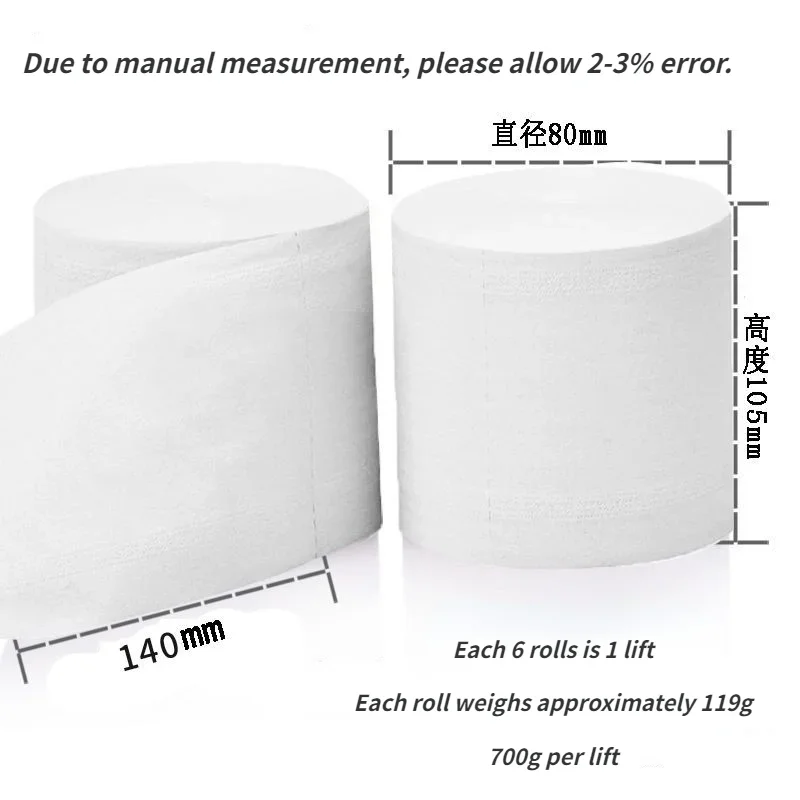 Toilet Paper White Virgin Wood Pulp 5 Layers Soft Comfortable Household Coreless Rolls Toilet Tissue Disposable Supplies 6 Rolls