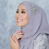 Hot Sale High Quality Flower Diamond Chiffon Hijab Women Scarf Long Shawl Malaysia Tudung Dubai Hijab for Muslim Lady