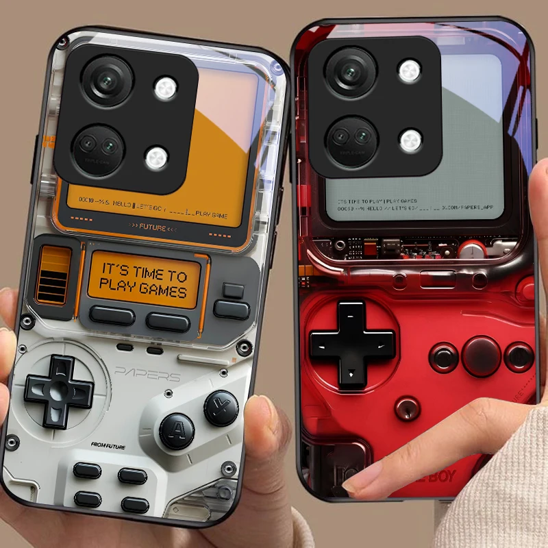 Sleek Black Hard Shell Tempered Glass Phone Case for Gaming Console Compatibility