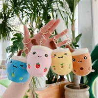 Cute Fruit Milk Bubble Tea Plush Doll Keychain Kawaii Soft Stuffed Plushies Toys Bubble Tea Keychain Backpack Pendant Girl Gifts 1