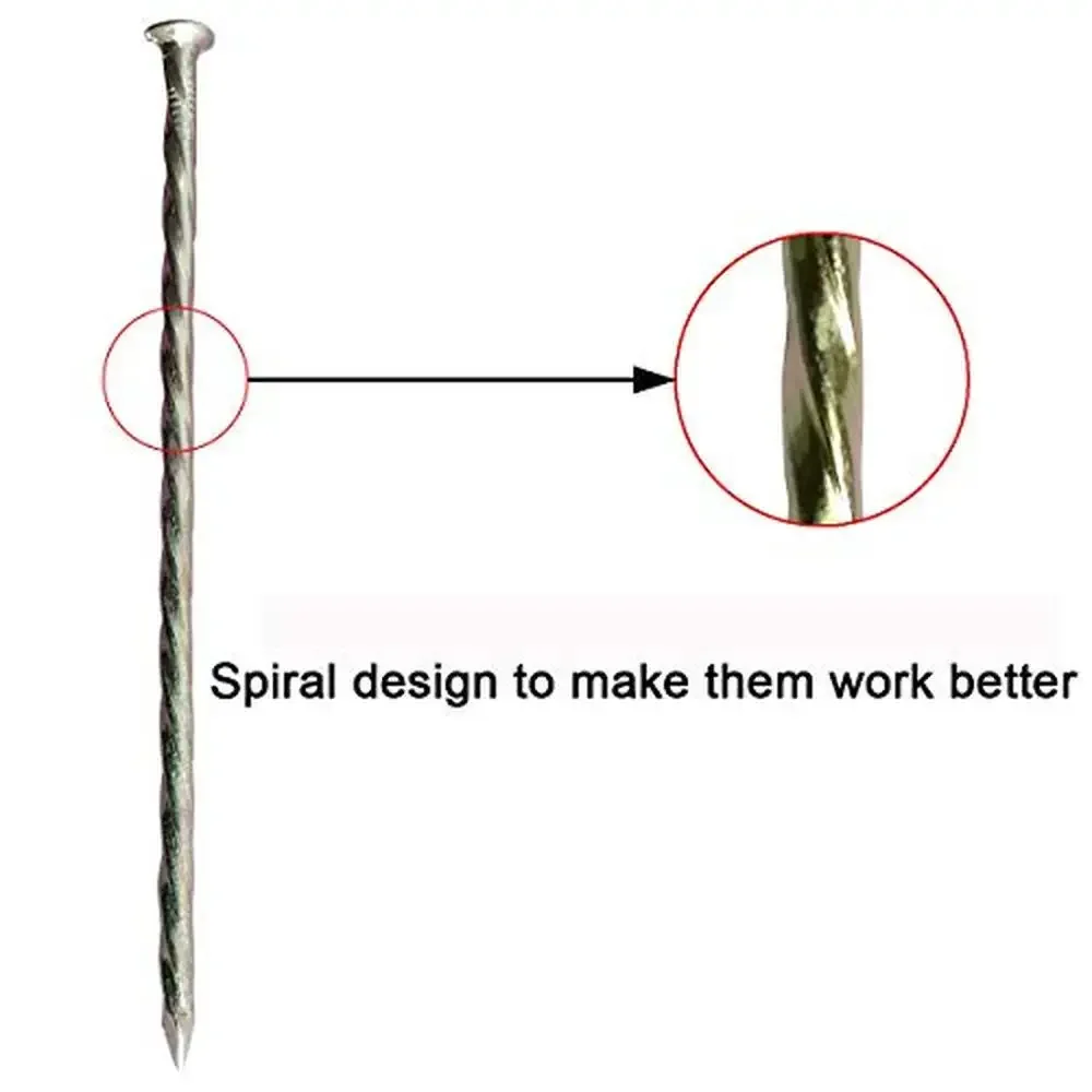 Galvanized Spiral Landscape Spikes 140 Pack 6-Inch Garden Nails Artificial Turf Edging