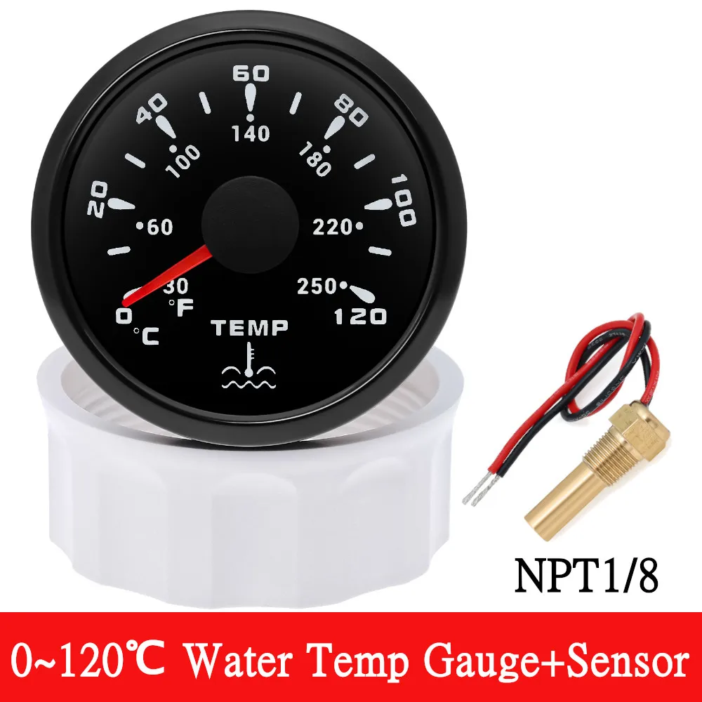 0~120Celsius Car 52mm Water Temperature Gauge with Sensor 1/8NPT M14X1.5 Waterp