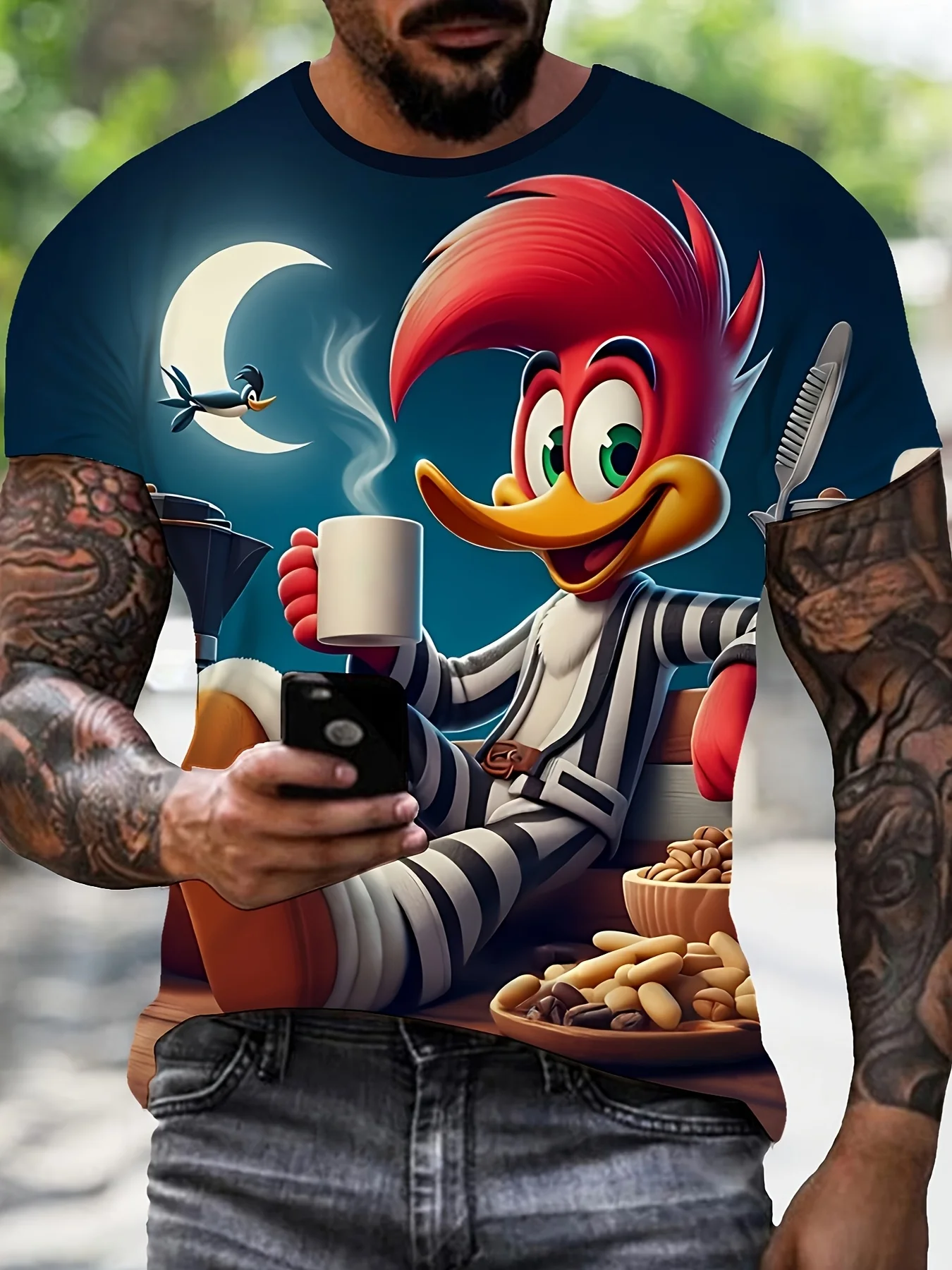 Herren-T-Shirt mit Cartoon-Anime-Muster, 3D-Druck, Rundhalsausschnitt, kurzen Ärmeln, lässiges Sommer-T-Shirt, geeignet für den täglichen Gebrauch und