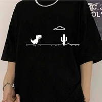 Mosaic Game Cactus Little Dinosaur Prints Men T-Shirts Creativity Street Funny Short Sleeve Casual All-math Mans Clothing 1