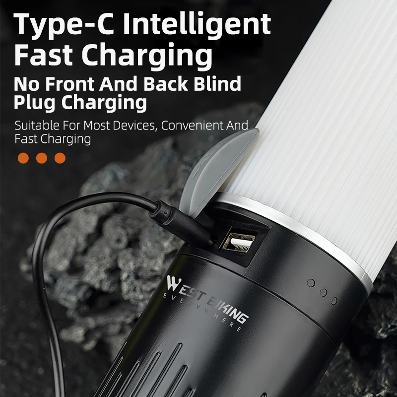 WEST BIKING Portable Camping Light Outdoor Atmosphere Camping Lantern Hanging Tent Light Type-C  Rechargeable Led Flashlight