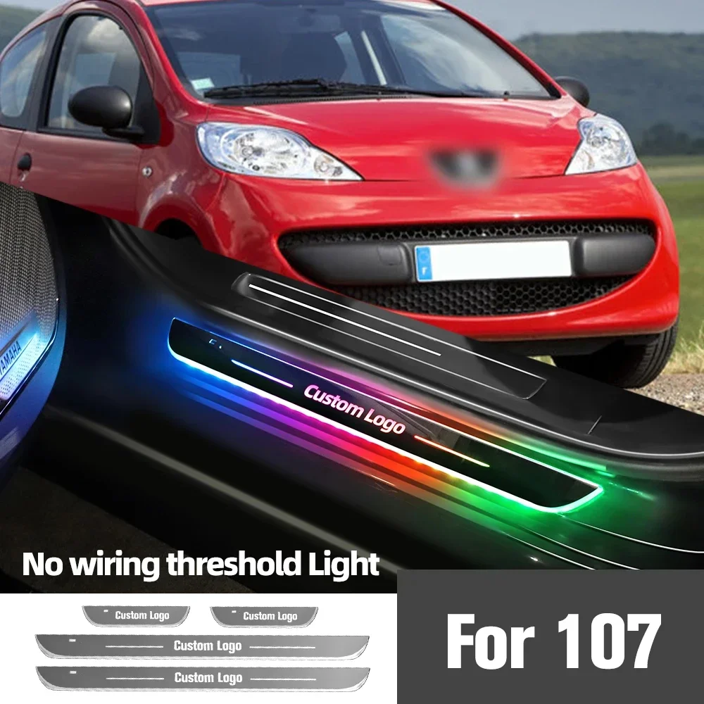 

For Peugeot 107 108 2005-2021 2015 2016 2019Car Door Sill Light Customized Logo LED Welcome Threshold Pedal Lamp Accessories