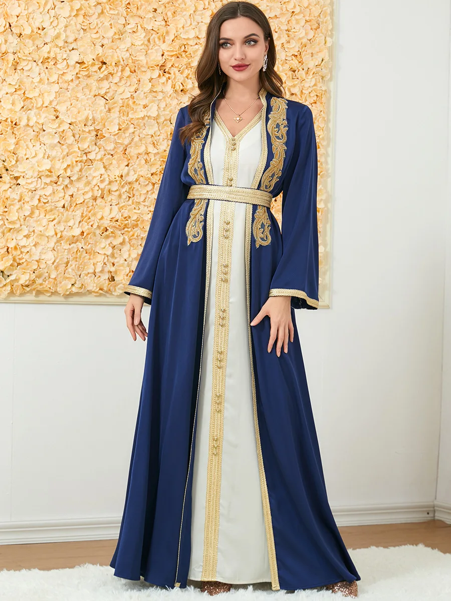 

Autumn Morocco Dress 2 Piece Set Muslim Women Abaya Abayas Dubai Turkey Islam Party Dresses Kaftan Robe Longue Vestidos Largos